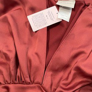 BHLDN satin maxi dress size 6 in cinnamon